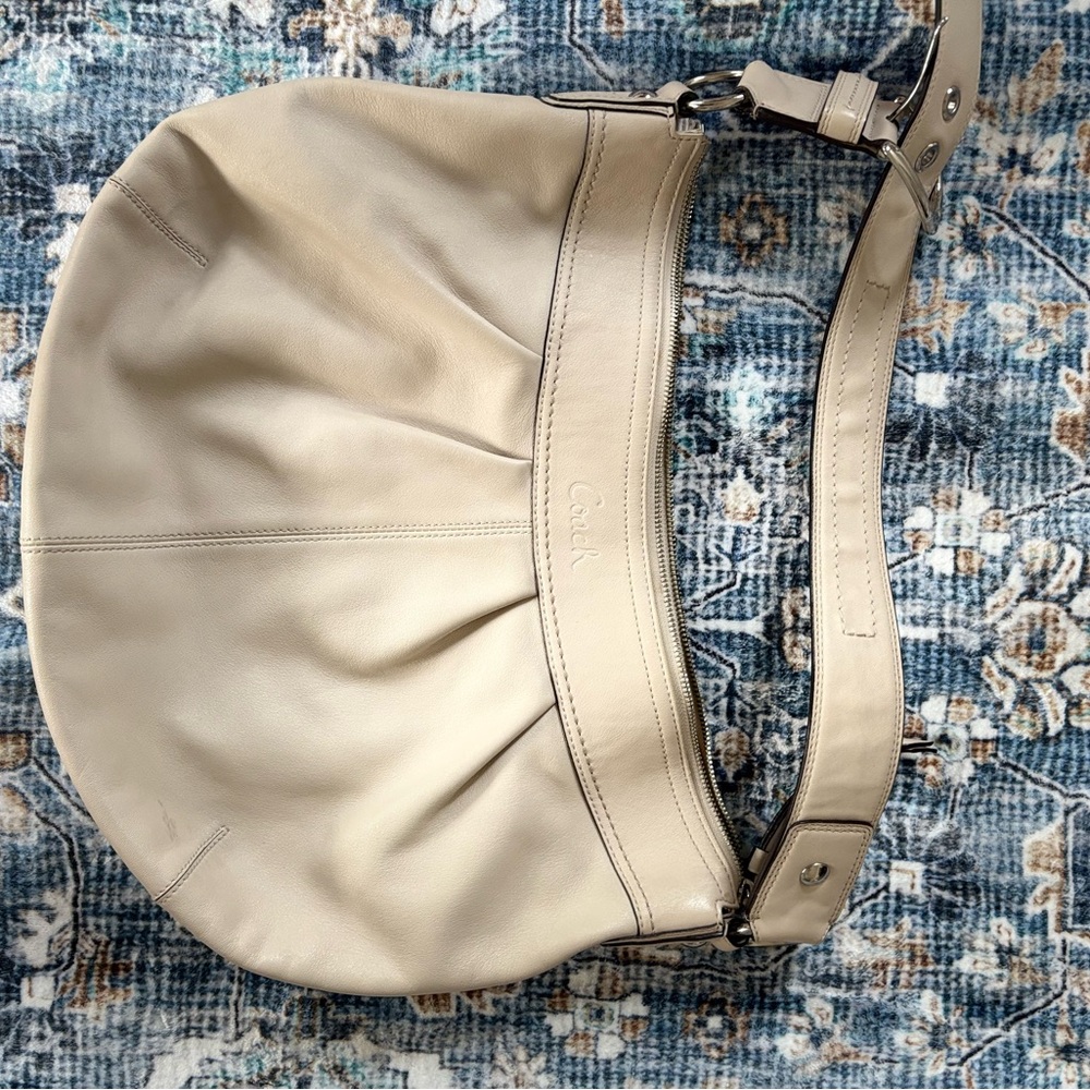 Coach Beige Leather Hobo Bag